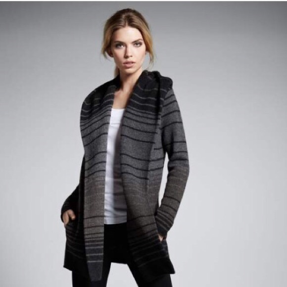 Vince Sophie' Variegated Stripe Hooded Cardigan